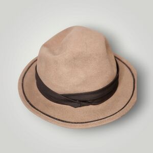 Empire State fashion piper Tan Fedora Hat with Brown Band1lb. Great pre owned